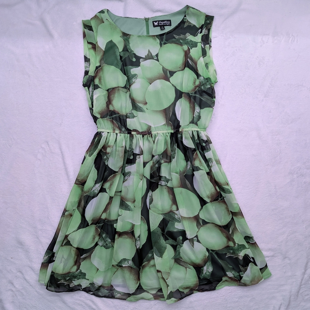 Papillon Green Limes Print Mini Dress
